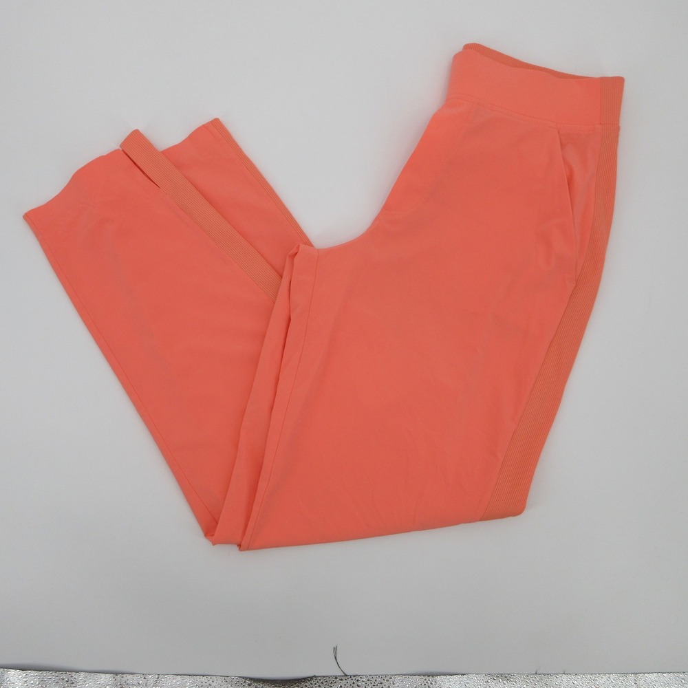 Athleta Brooklyn Ankle Pants Coral Orange Ribbed Side Tapered Trouser Womens 2